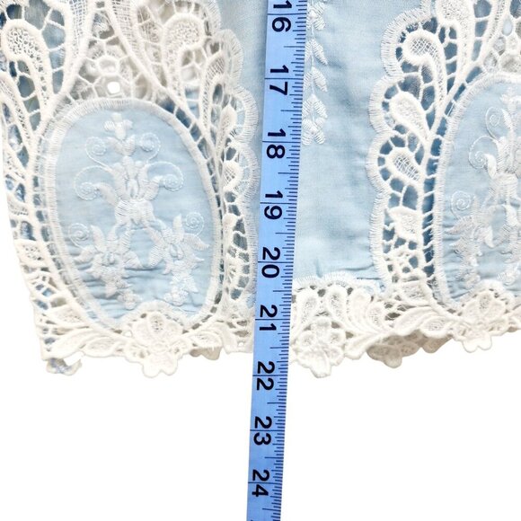 Iris Los Angeles Blue Sleeveless Crop Top With Lace Embroidery Womens Size Large - Picture 6 of 7